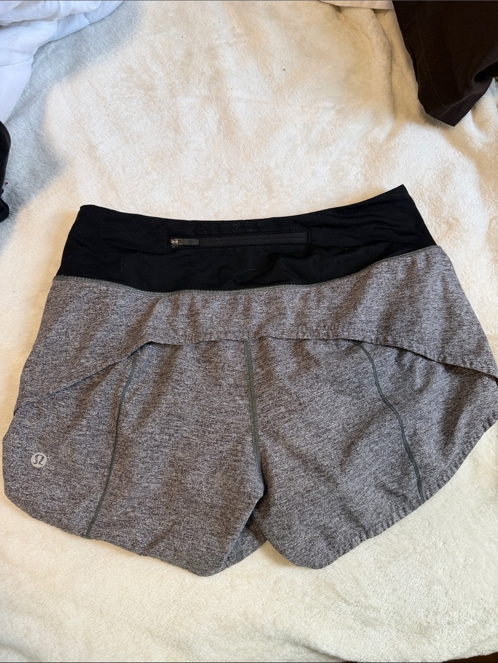 lululemon athletica Gray Athletic Shorts with Black Waistband